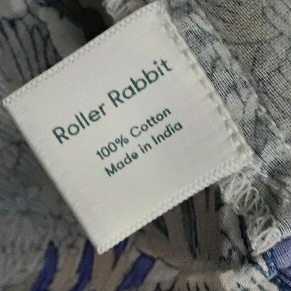 Roller Rabbit Sz. L Cotton Lightweight 3/4 Sleeve Tie Neck Popover Top - Picture 12 of 14